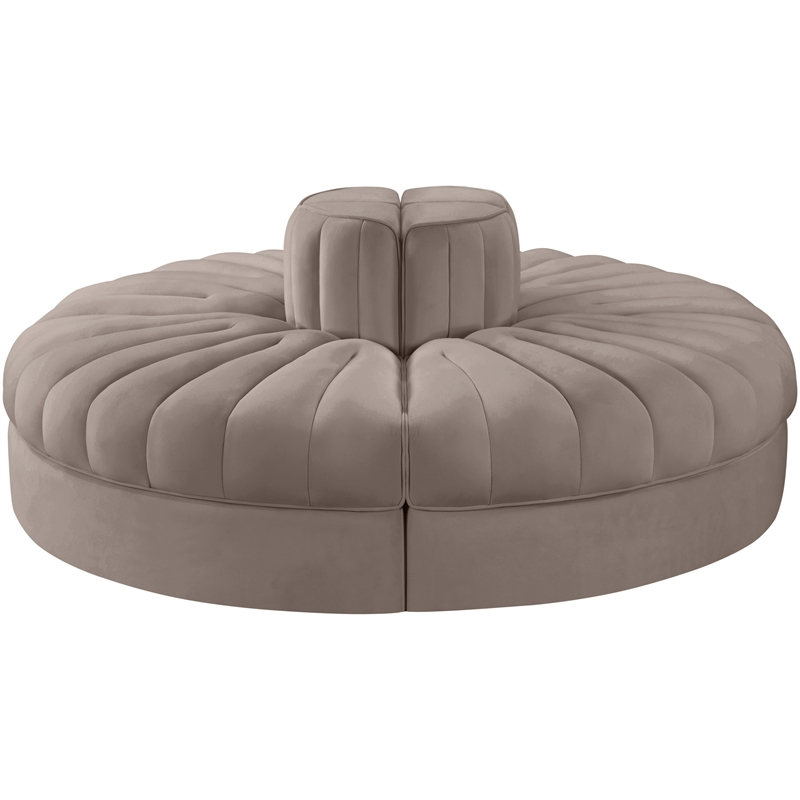 Meridian Furniture Rummi Taupe Velvet Performance Fabric 4pc. Modular Sofa