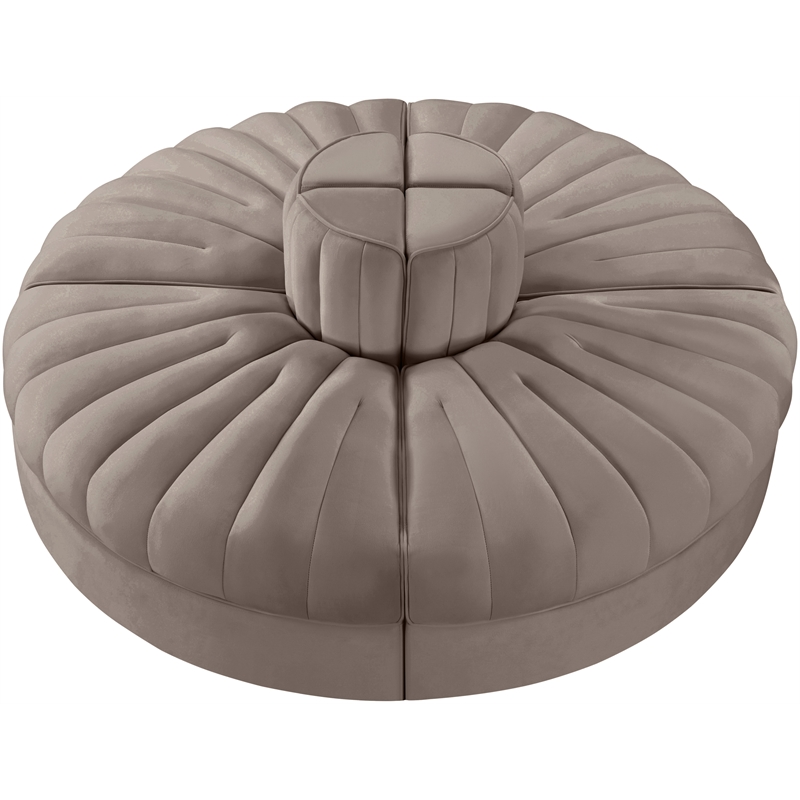 Meridian Furniture Rummi Taupe Velvet Performance Fabric 4pc. Modular Sofa