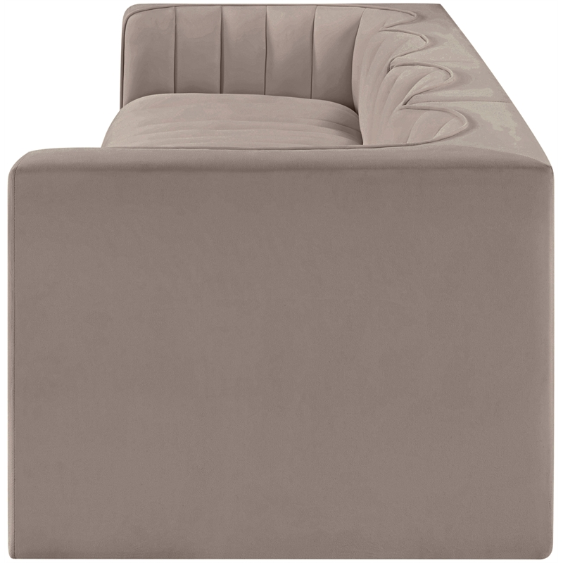 Meridian Furniture Rummi Taupe Velvet Performance Fabric 4pc. Modular Sofa