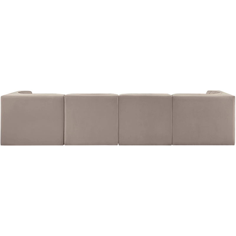 Meridian Furniture Rummi Taupe Velvet Performance Fabric 4pc. Modular Sofa