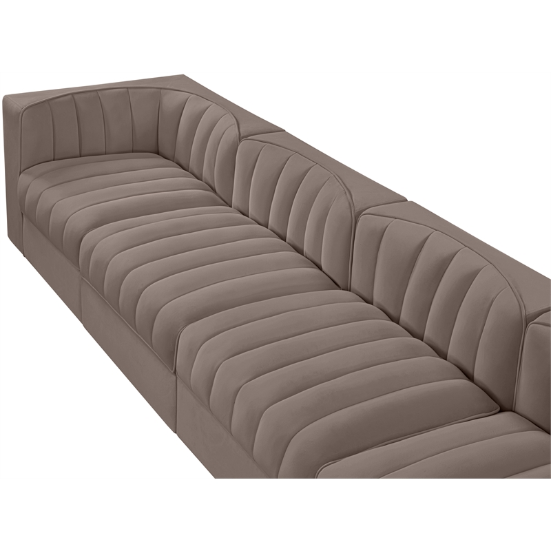 Meridian Furniture Rummi Taupe Velvet Performance Fabric 4pc. Modular Sofa