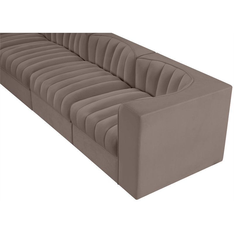 Meridian Furniture Rummi Taupe Velvet Performance Fabric 4pc. Modular Sofa