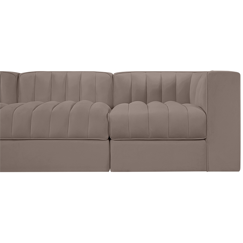 Meridian Furniture Rummi Taupe Velvet Performance Fabric 5pc. Modular Sofa