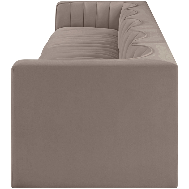 Meridian Furniture Rummi Taupe Velvet Performance Fabric 5pc. Modular Sofa