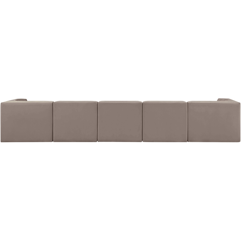 Meridian Furniture Rummi Taupe Velvet Performance Fabric 5pc. Modular Sofa