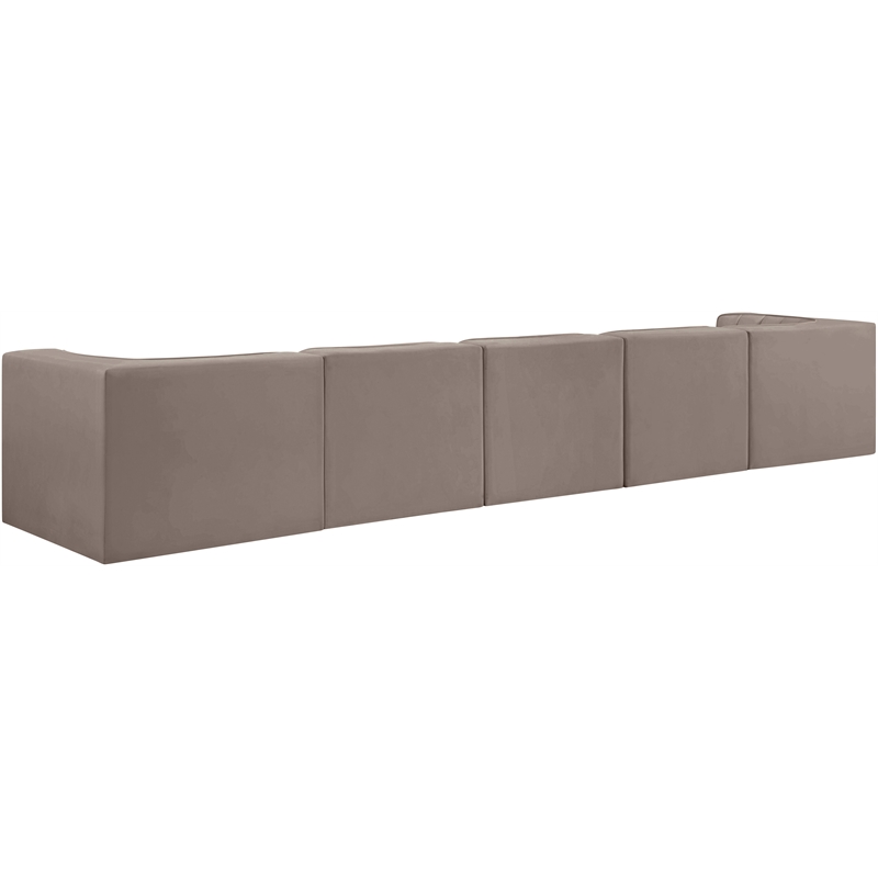 Meridian Furniture Rummi Taupe Velvet Performance Fabric 5pc. Modular Sofa
