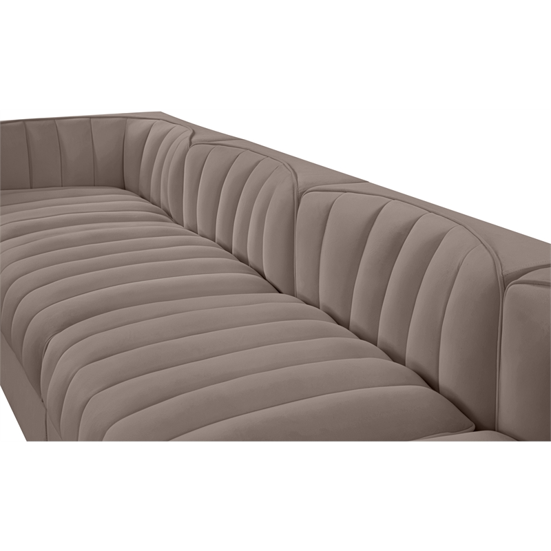 Meridian Furniture Rummi Taupe Velvet Performance Fabric 5pc. Modular Sofa