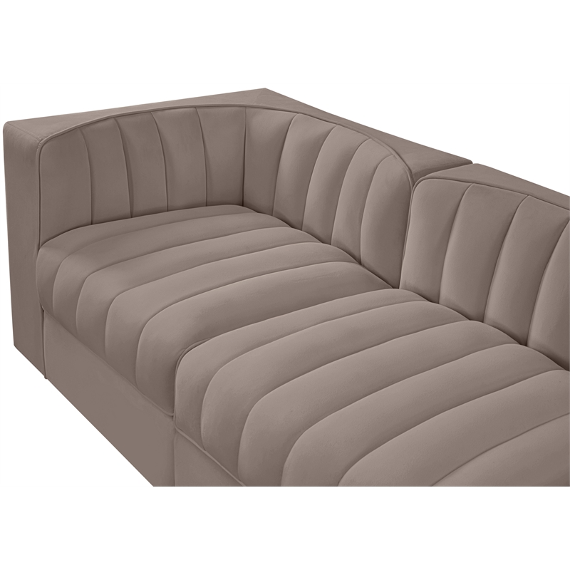 Meridian Furniture Rummi Taupe Velvet Performance Fabric 5pc. Modular Sofa