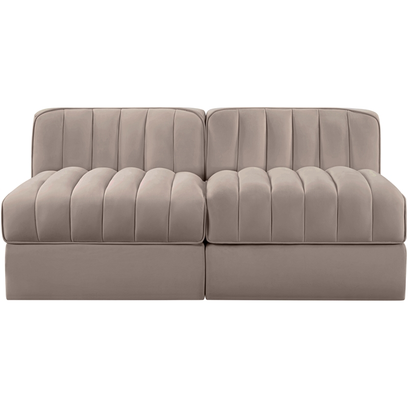 Meridian Furniture Rummi Taupe Velvet Performance Fabric 2pc. Modular Sofa