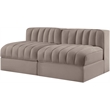 Meridian Furniture Rummi Taupe Velvet Performance Fabric 2pc. Modular Sofa