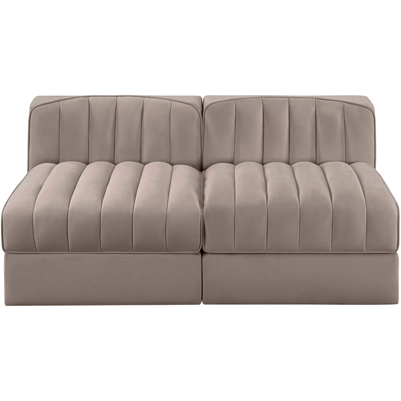Meridian Furniture Rummi Taupe Velvet Performance Fabric 2pc. Modular Sofa