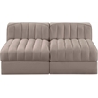 Meridian Furniture Rummi Taupe Velvet Performance Fabric 2pc. Modular Sofa