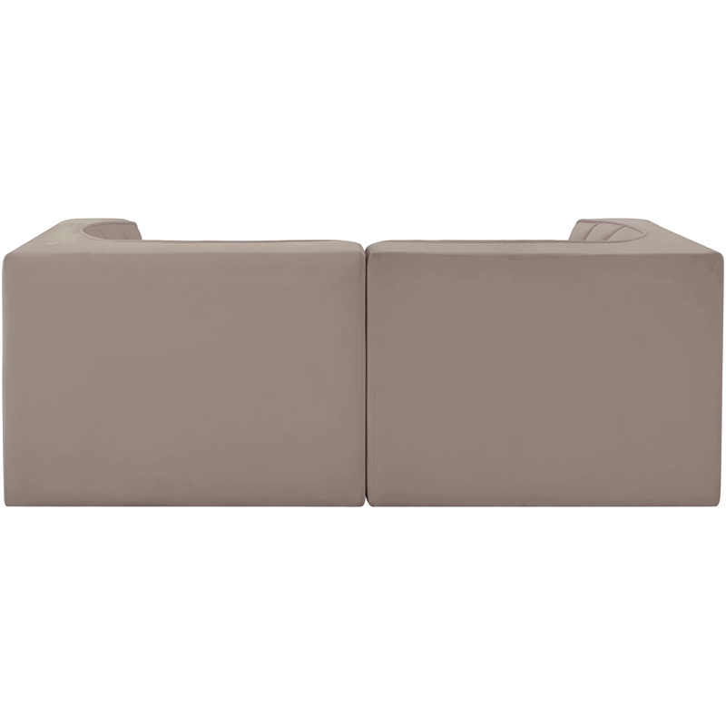 Meridian Furniture Rummi Taupe Velvet Performance Fabric 2pc. Modular Sofa