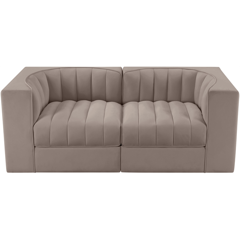 Meridian Furniture Rummi Taupe Velvet Performance Fabric 2pc. Modular Sofa
