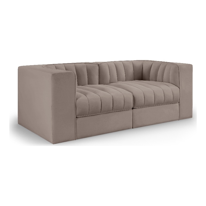 Meridian Furniture Rummi Taupe Velvet Performance Fabric 2pc. Modular Sofa