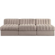 Meridian Furniture Rummi Taupe Velvet Performance Fabric 3pc. Modular Sofa