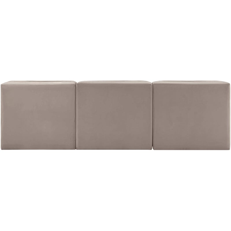 Meridian Furniture Rummi Taupe Velvet Performance Fabric 3pc. Modular Sofa