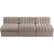 Meridian Furniture Rummi Taupe Velvet Performance Fabric 3pc. Modular Sofa
