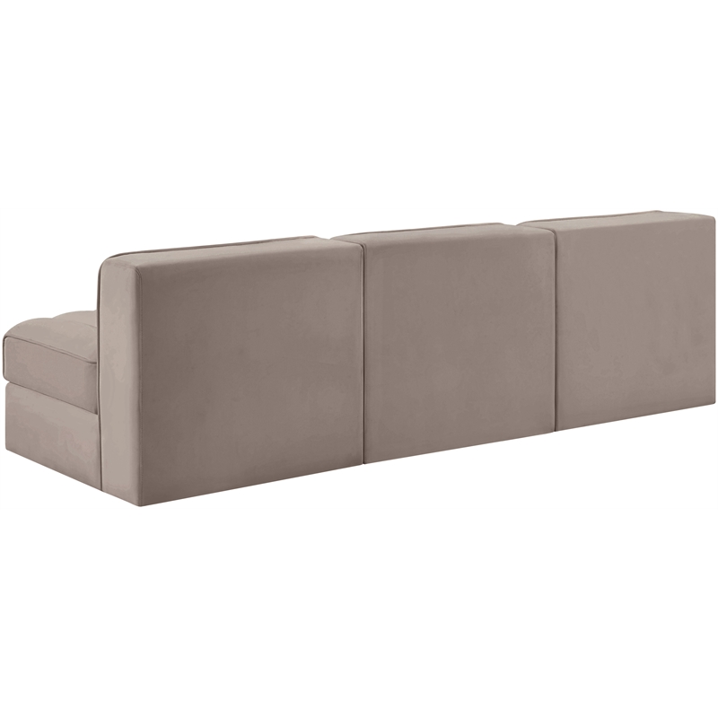 Meridian Furniture Rummi Taupe Velvet Performance Fabric 3pc. Modular Sofa