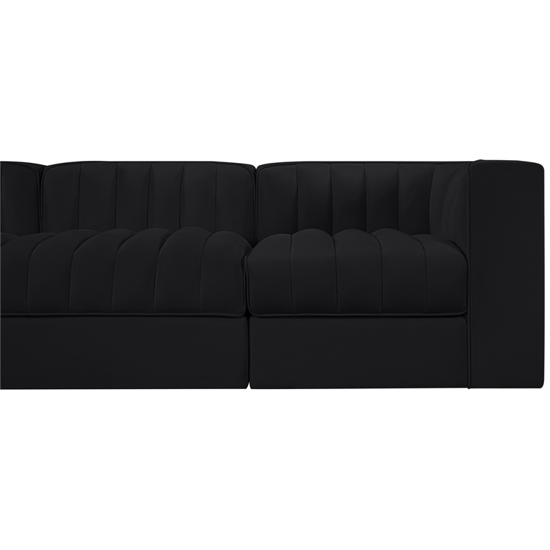 Meridian Furniture Rummi Black Velvet Performance Fabric 5pc. Modular Sofa