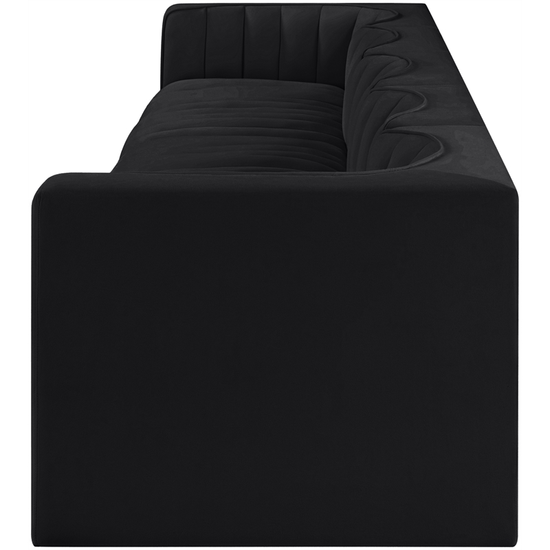 Meridian Furniture Rummi Black Velvet Performance Fabric 5pc. Modular Sofa
