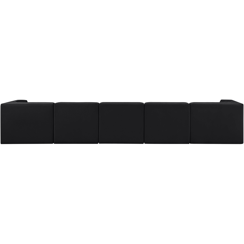Meridian Furniture Rummi Black Velvet Performance Fabric 5pc. Modular Sofa