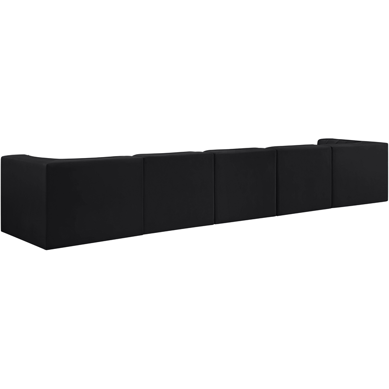 Meridian Furniture Rummi Black Velvet Performance Fabric 5pc. Modular Sofa