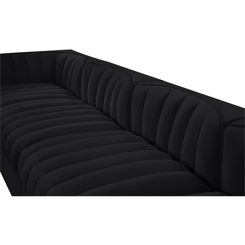 Meridian Furniture Rummi Black Velvet Performance Fabric 5pc. Modular Sofa