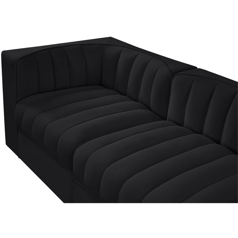 Meridian Furniture Rummi Black Velvet Performance Fabric 5pc. Modular Sofa