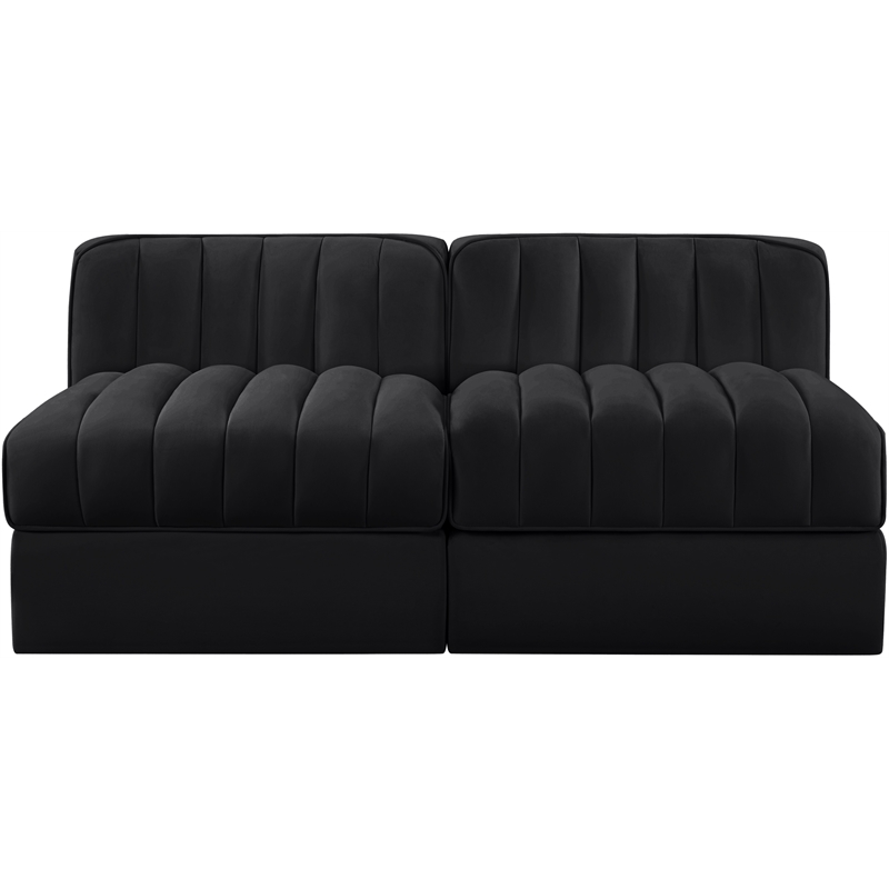 Meridian Furniture Rummi Black Velvet Performance Fabric 2pc. Modular Sofa