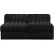 Meridian Furniture Rummi Black Velvet Performance Fabric 2pc. Modular Sofa