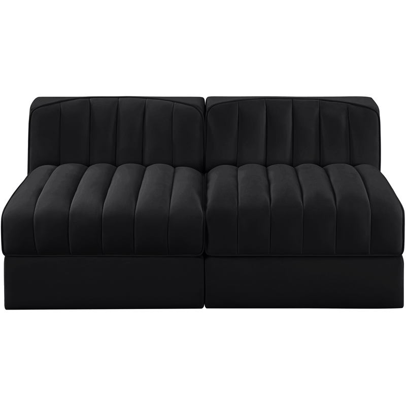 Meridian Furniture Rummi Black Velvet Performance Fabric 2pc. Modular Sofa