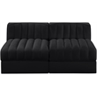 Meridian Furniture Rummi Black Velvet Performance Fabric 2pc. Modular Sofa