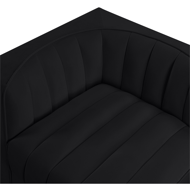 Meridian Furniture Rummi Black Velvet Performance Fabric 2pc. Modular Sofa