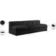 Meridian Furniture Rummi Black Velvet Performance Fabric 3pc. Modular Sofa