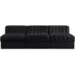 Meridian Furniture Rummi Black Velvet Performance Fabric 3pc. Modular Sofa