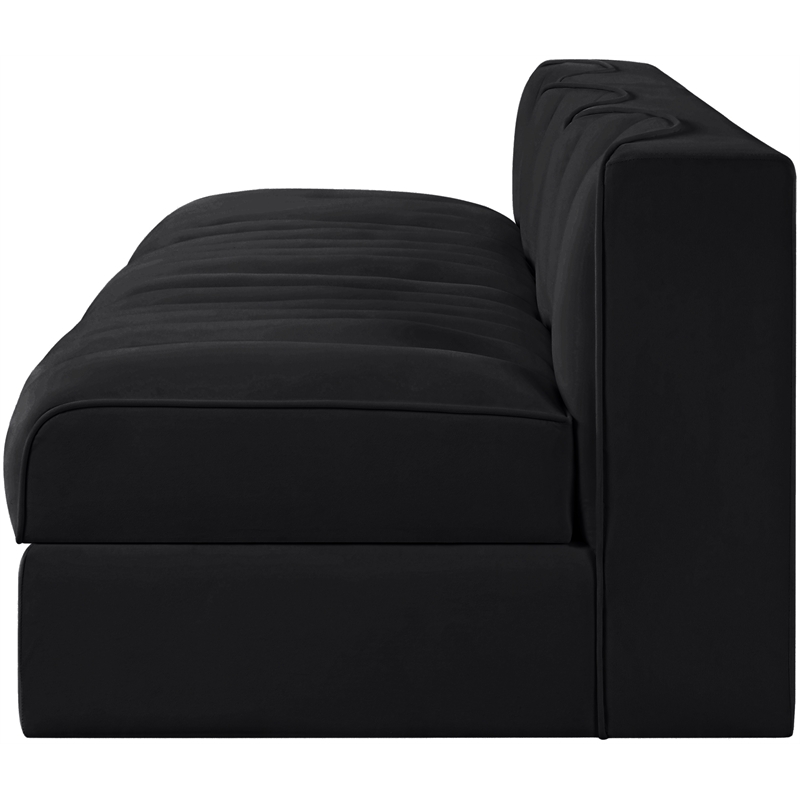 Meridian Furniture Rummi Black Velvet Performance Fabric 3pc. Modular Sofa