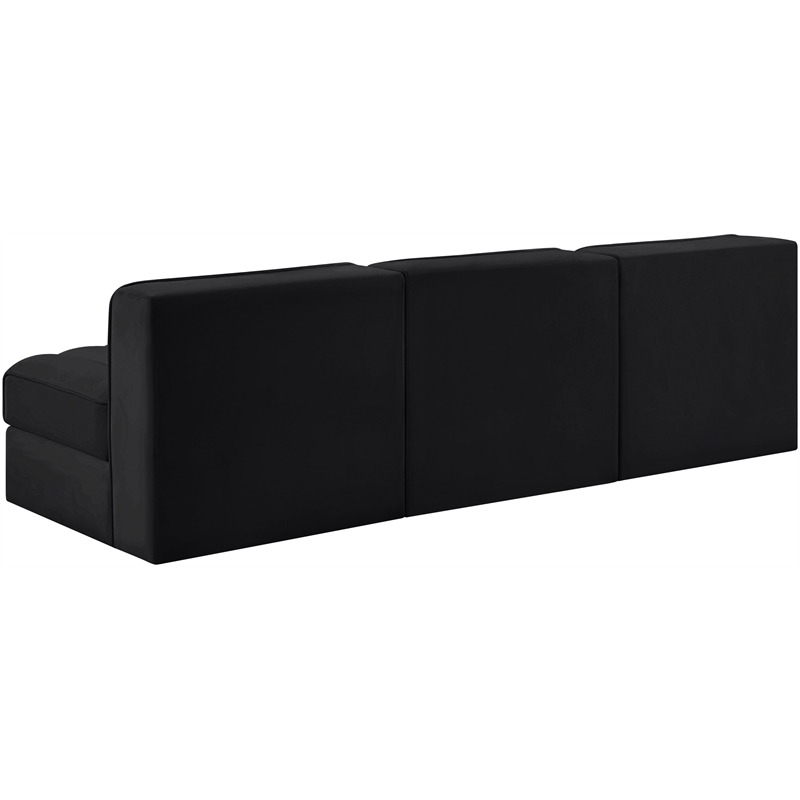 Meridian Furniture Rummi Black Velvet Performance Fabric 3pc. Modular Sofa