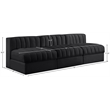 Meridian Furniture Rummi Black Velvet Performance Fabric 3pc. Modular Sofa