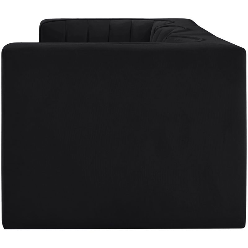 Meridian Furniture Rummi Black Velvet Performance Fabric 3pc. Modular Sofa