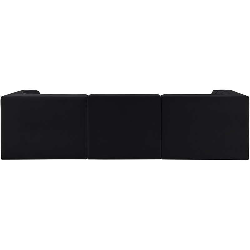 Meridian Furniture Rummi Black Velvet Performance Fabric 3pc. Modular Sofa