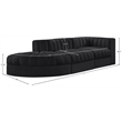 Meridian Furniture Rummi Black Velvet Performance Fabric 3pc. Modular Sectional