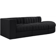 Meridian Furniture Rummi Black Velvet Performance Fabric 3pc. Modular Sectional