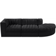 Meridian Furniture Rummi Black Velvet Performance Fabric 3pc. Modular Sectional