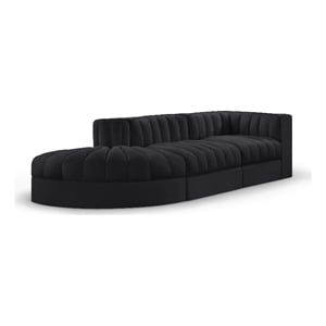 Meridian Furniture Rummi Black Velvet Performance Fabric 3pc. Modular Sectional
