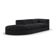 Meridian Furniture Rummi Black Velvet Performance Fabric 3pc. Modular Sectional