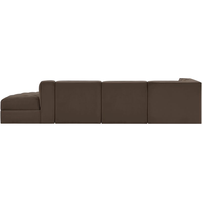 Meridian Furniture Rummi Brown Velvet Performance Fabric 4pc. Modular Sectional