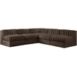 Meridian Furniture Rummi Brown Velvet Performance Fabric 5pc. Modular Sectional