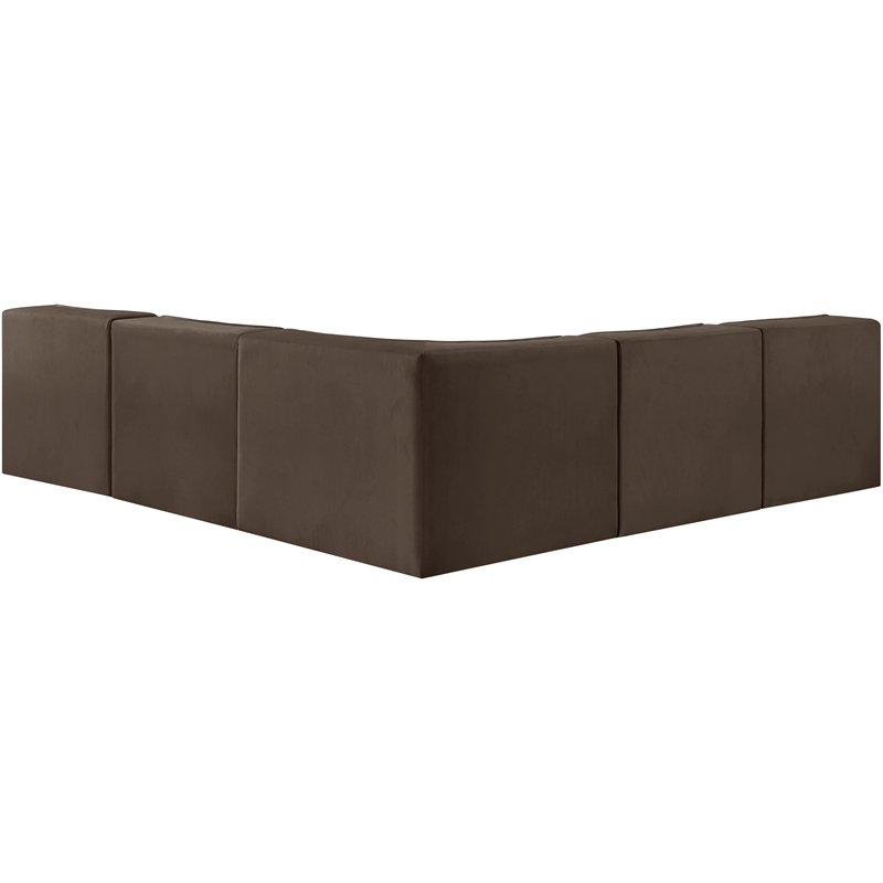 Meridian Furniture Rummi Brown Velvet Performance Fabric 5pc. Modular Sectional