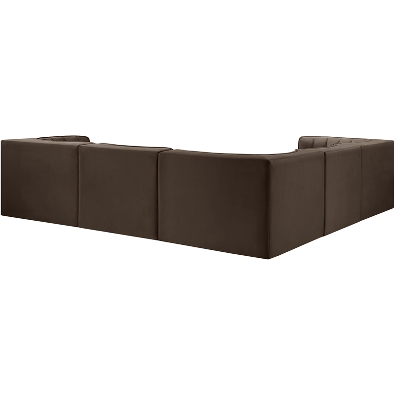 Meridian Furniture Rummi Brown Velvet Performance Fabric 5pc. Modular Sectional